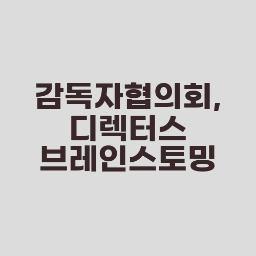 감독자협의회, 디렉터스 브레인스토밍