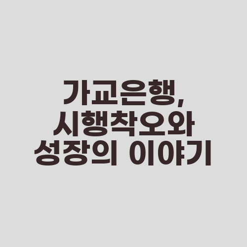 가교은행, 시행착오와 성장의 이야기